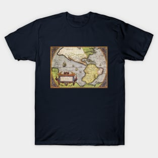 Antique World Map of the Americas by Abraham Ortelius T-Shirt